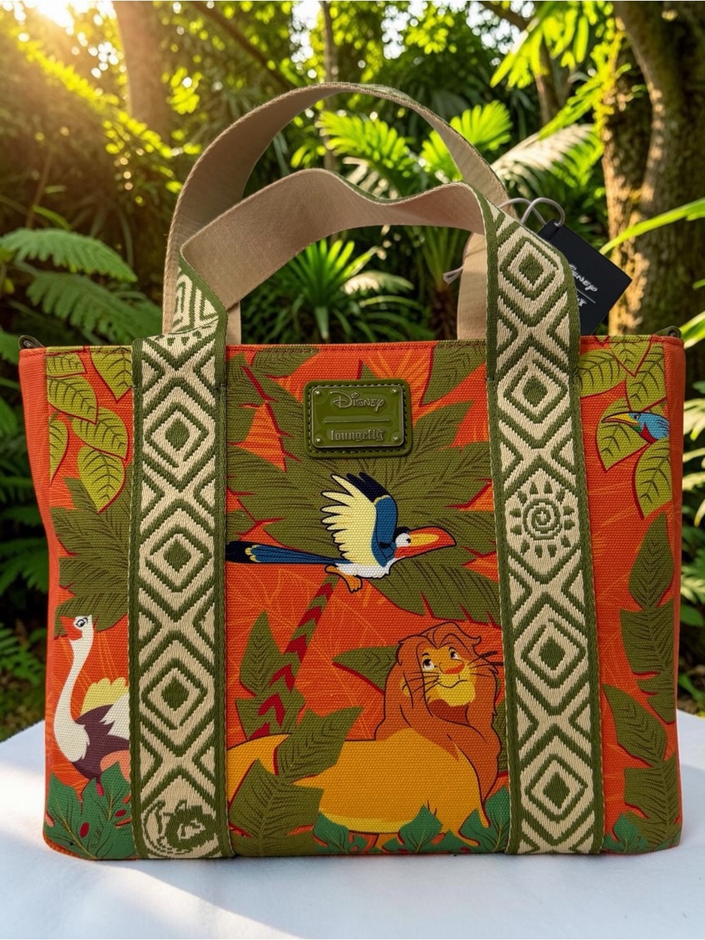 NWT Loungefly Disney Lion King Safari Tote Bag Simba Jungle Print